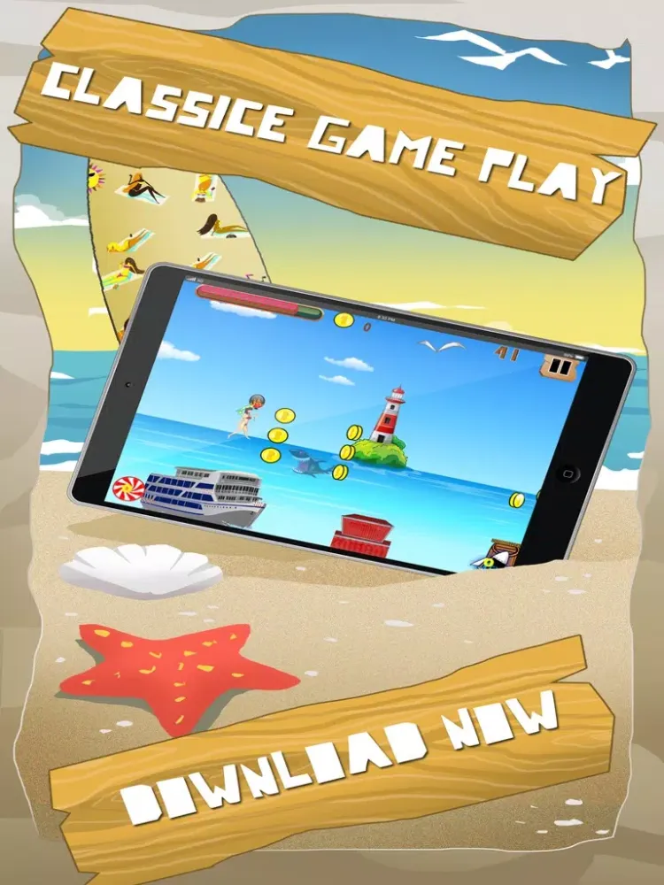 Beach Bikini Girls: Jump and Escape the Shark iPad  Screenshots