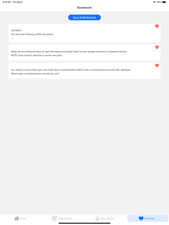 Zrzuty ekranu Azure Data Fundamentals DP-900 iPad 