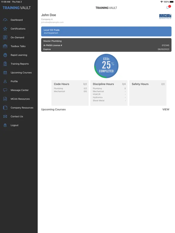 ภาพหน้าจอของ Training Vault iPad 