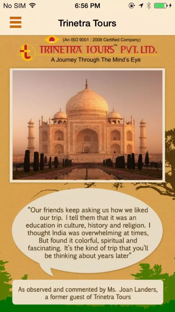 Captures d'écran de Trinetra Tours To India