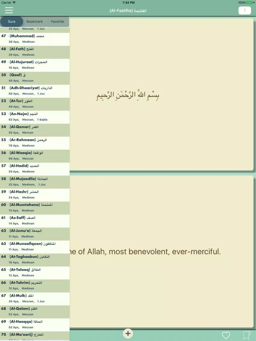 ภาพหน้าจอของ The Qur`an iPad 