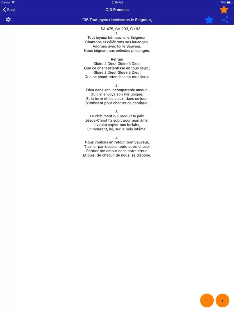 Chant D'Esperance iPad  스크린샷