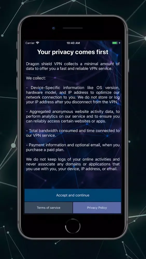 Captures d'écran de Dragon shield VPN