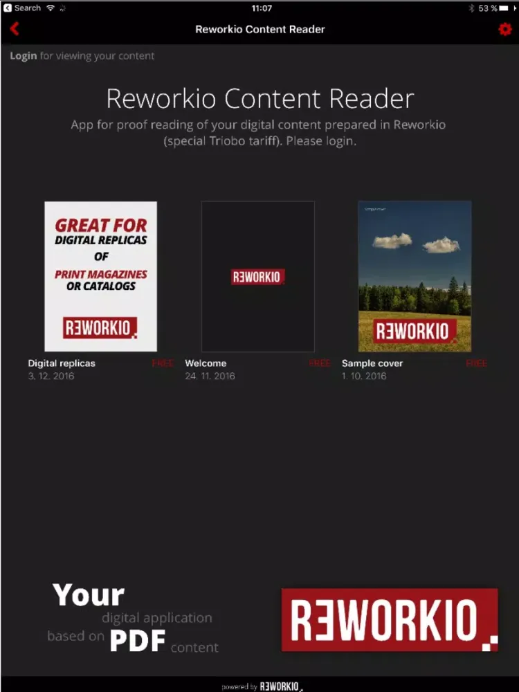 Ảnh chụp màn hình của Reworkio Content Reader iPad 