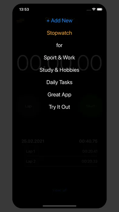 Stopwatch for Sport & Work Ekran Görüntüleri