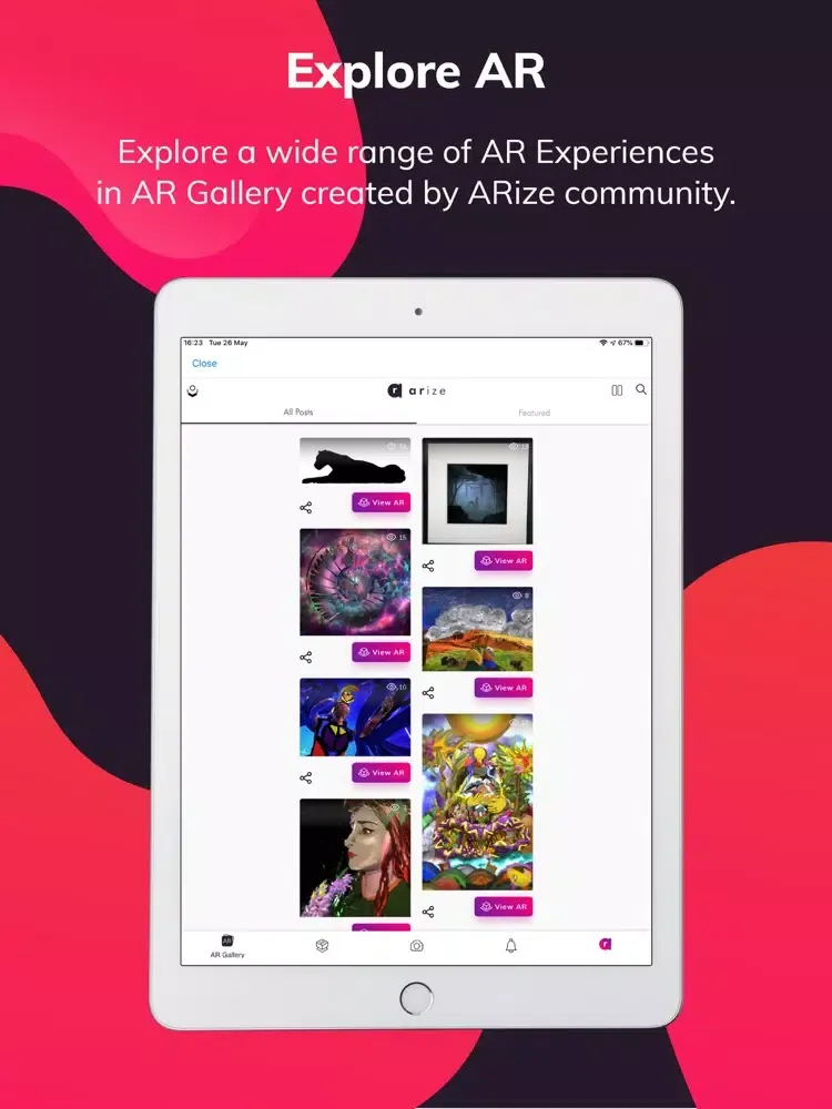 Capturas de tela do ARize Augmented Reality iPad 