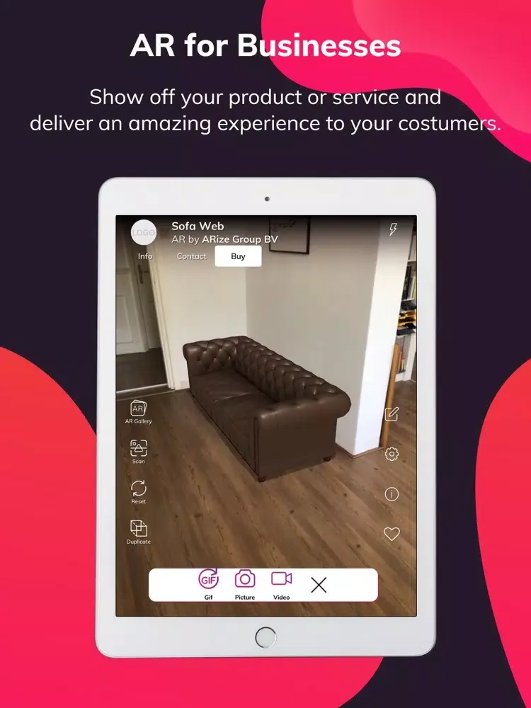 Capturas de tela do ARize Augmented Reality iPad 