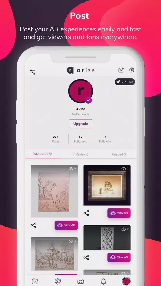 Capturas de tela do ARize Augmented Reality