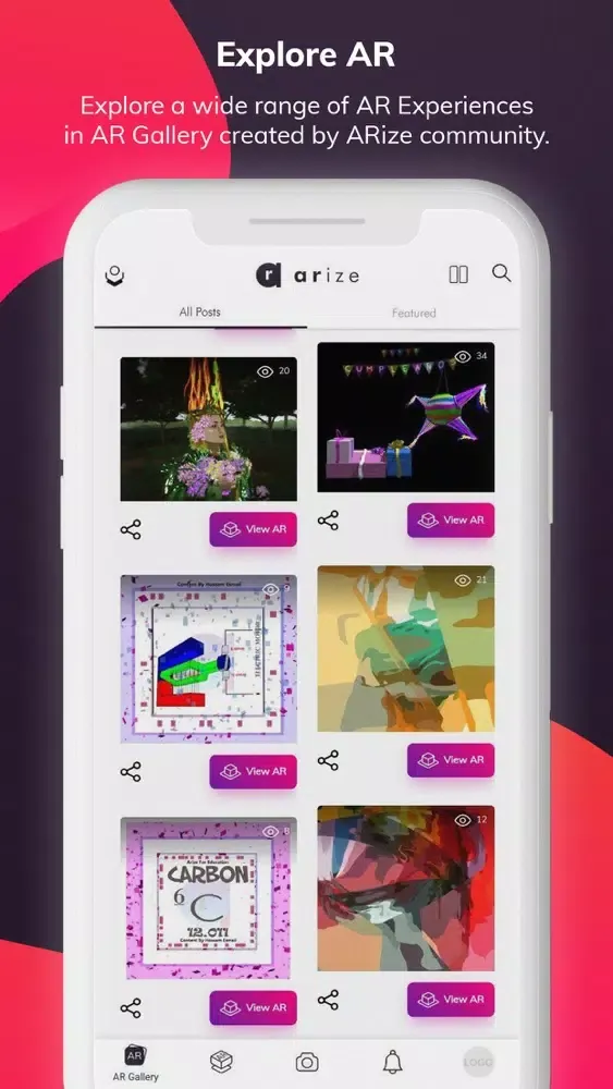 Capturas de tela do ARize Augmented Reality