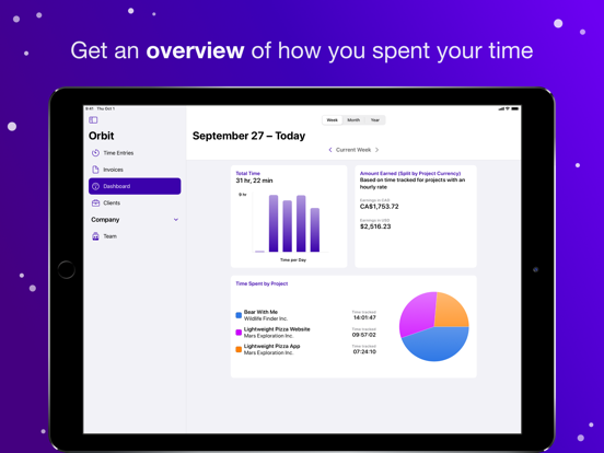 تصاویر Orbit: Time-based Invoicing iPad 