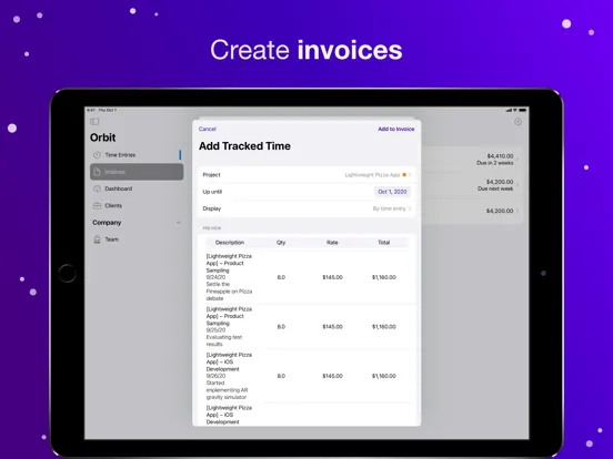 Screenshot di Orbit: Time-based Invoicing iPad 
