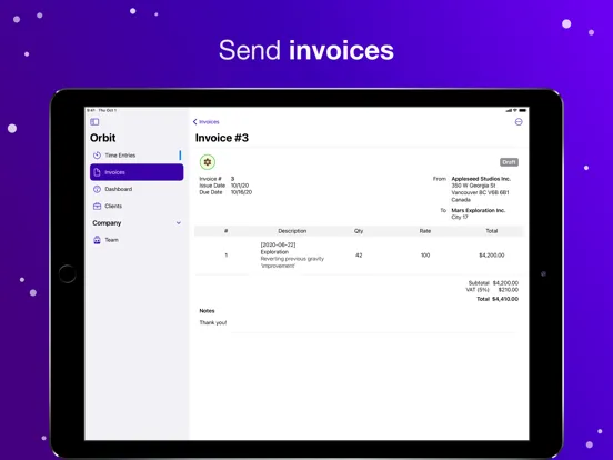 Screenshot di Orbit: Time-based Invoicing iPad 