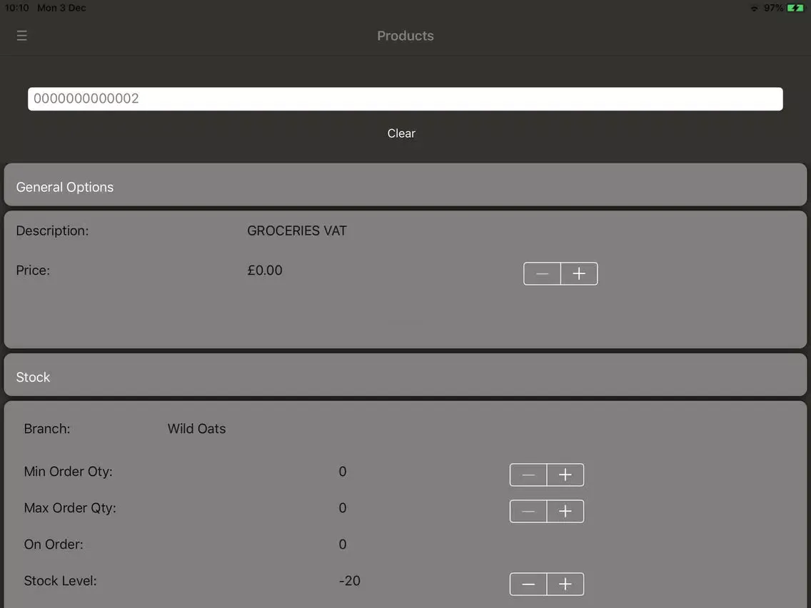 ภาพหน้าจอของ ShopMaster Mini Retail Suite iPad 
