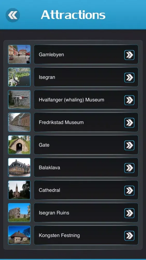 Capturas de tela do Fredrikstad Travel Guide