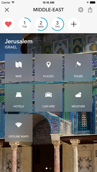 Middle East Trip Planner, Travel Guide & Offline City Map for Istanbul, Jerusalem or Tel Aviv スクリーンショット