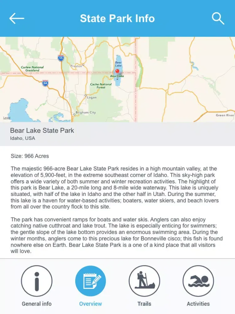 Idaho State Parks & National Parks iPad  Screenshots