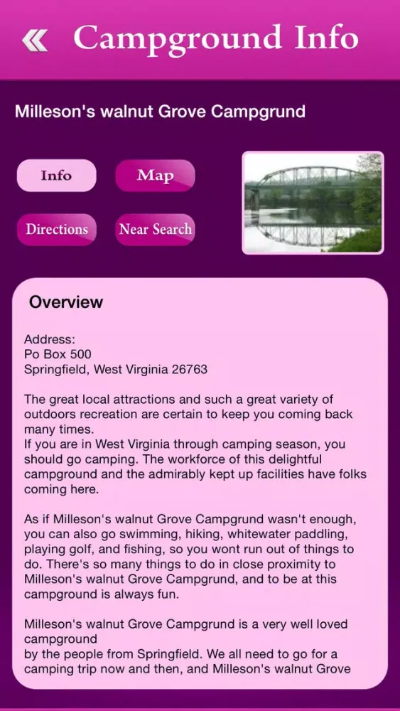 ภาพหน้าจอของ West Virginia Campgrounds and RV Parks