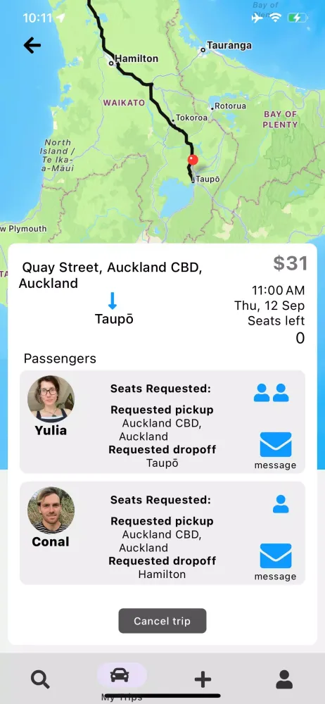 Trippr Carpool应用截图