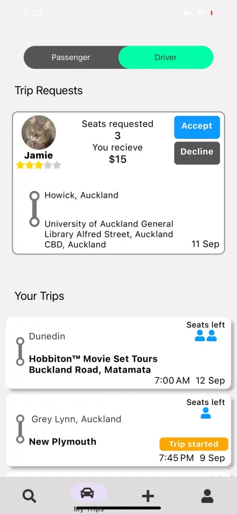 Trippr Carpool应用截图