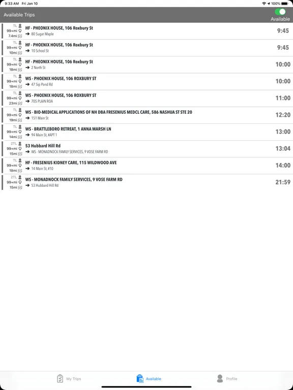 CTS Driver App iPad  Screenshots