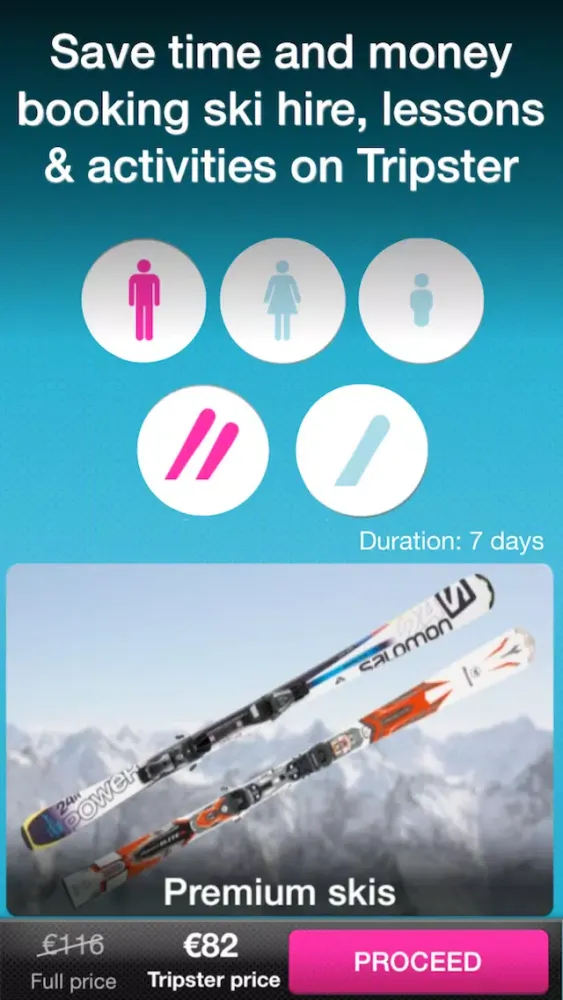 Tripster - Ski & Board hire, lessons & bar discounts and guide in the Alps Ekran Görüntüleri