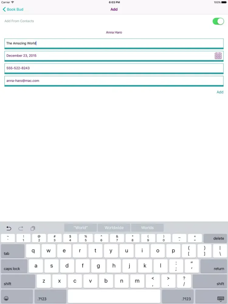 Zrzuty ekranu Book Bud iPad 