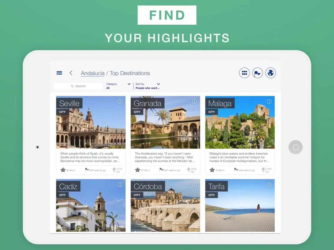 Andalusia - Travel Guide & Offline Map iPad 应用截图