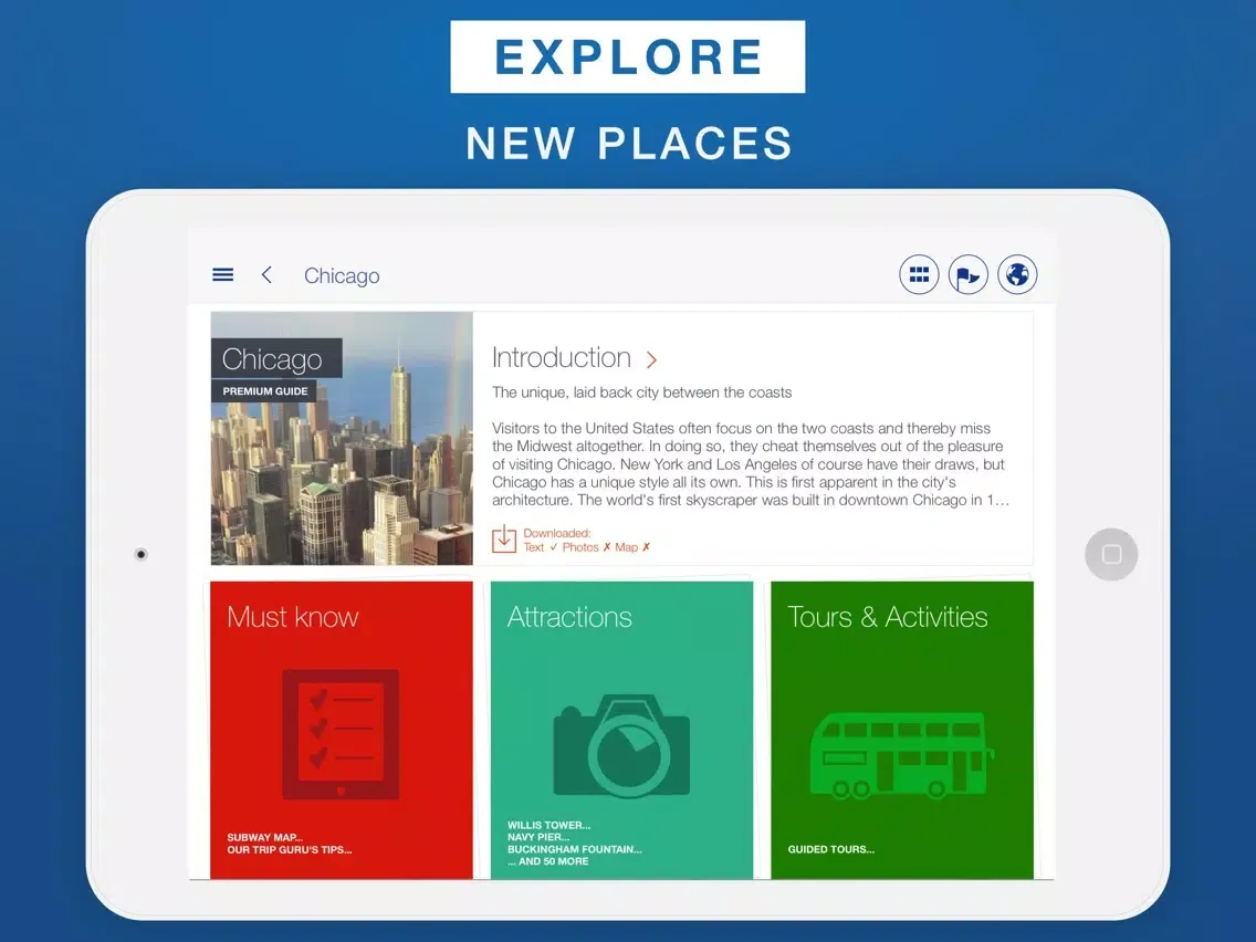 Chicago - Travel Guide & Offline Map iPad  スクリーンショット