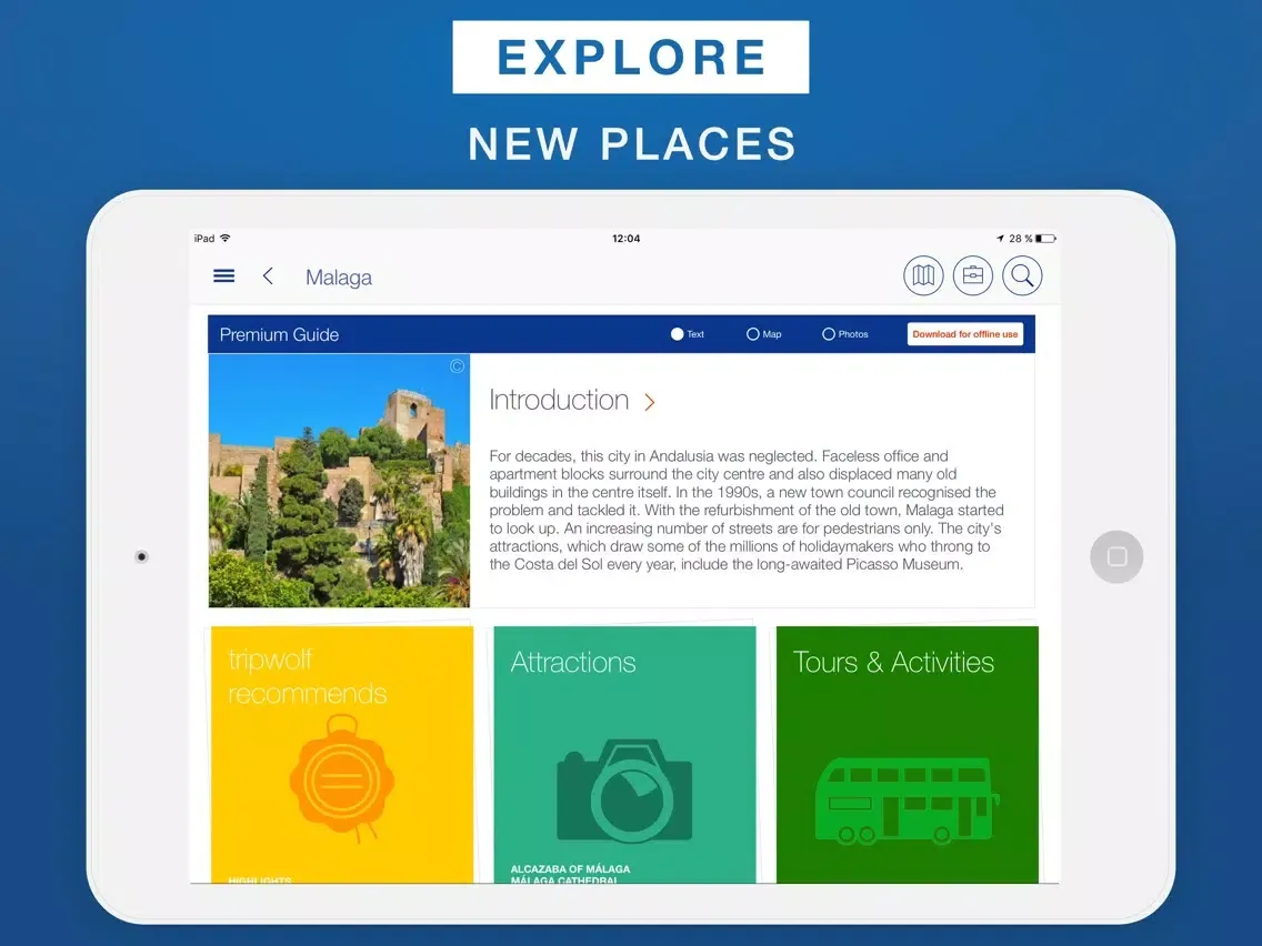 Malaga - Travel Guide & Offline Map iPad  স্ক্রিনশট
