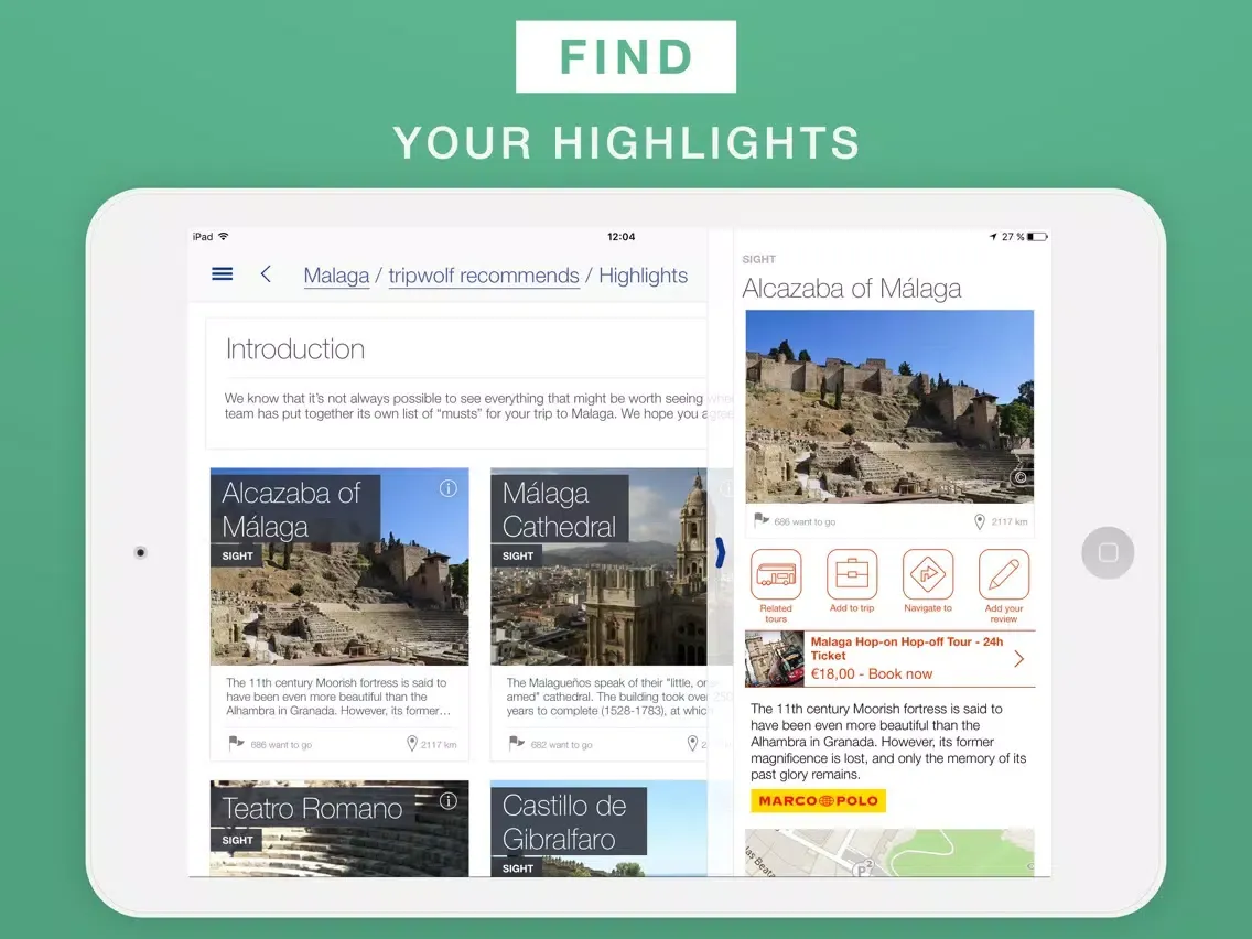Malaga - Travel Guide & Offline Map iPad  স্ক্রিনশট