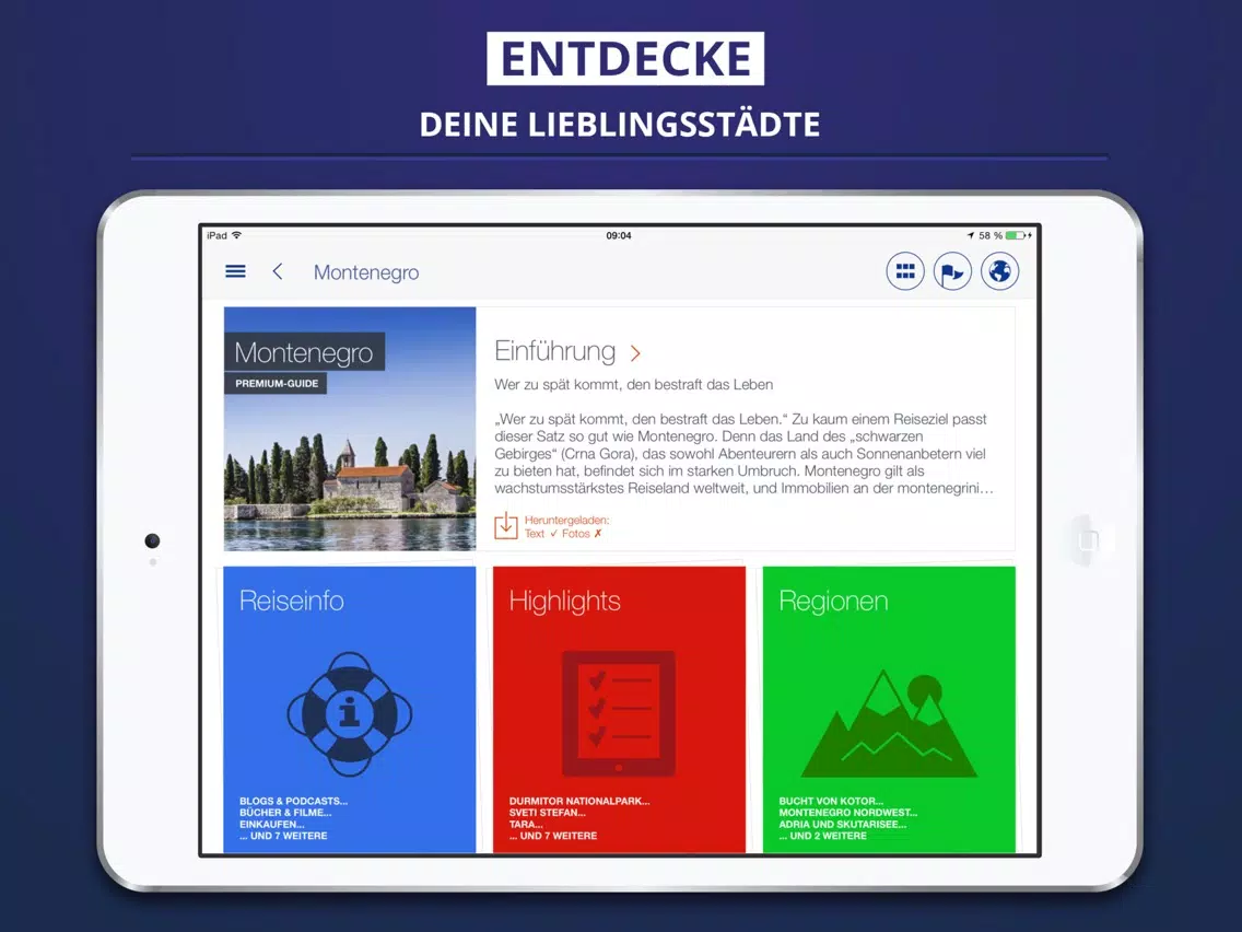 Montenegro - Reiseführer & Offline Karte iPad  স্ক্রিনশট