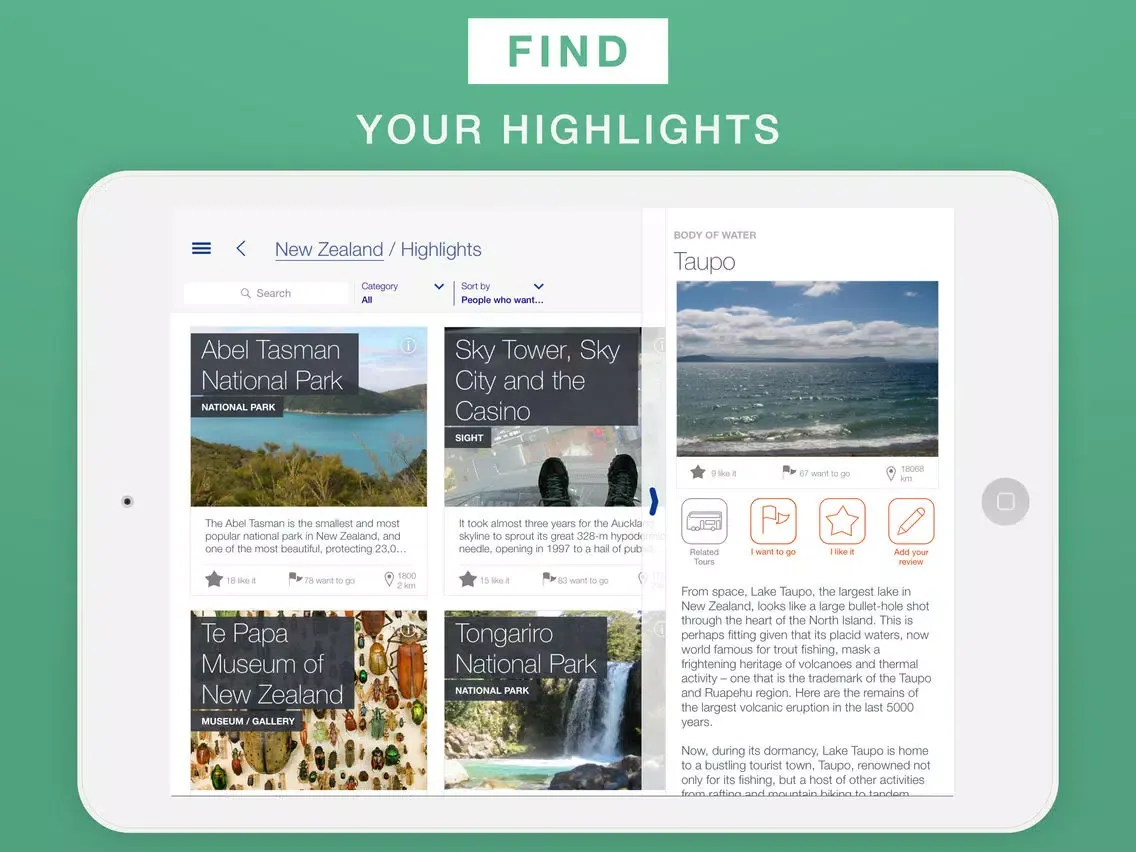 New Zealand - Travel Guide & Offline Map iPad 应用截图