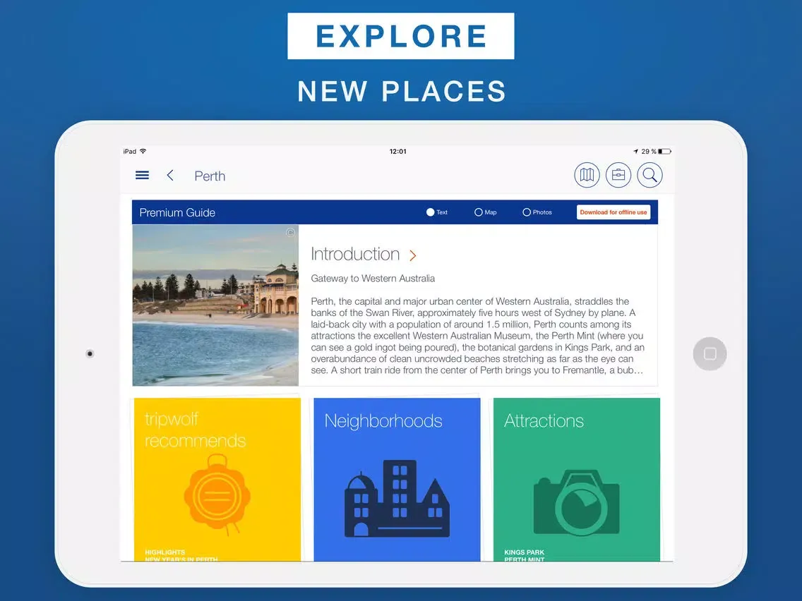 Perth - Travel Guide & Offline Map iPad  Screenshots
