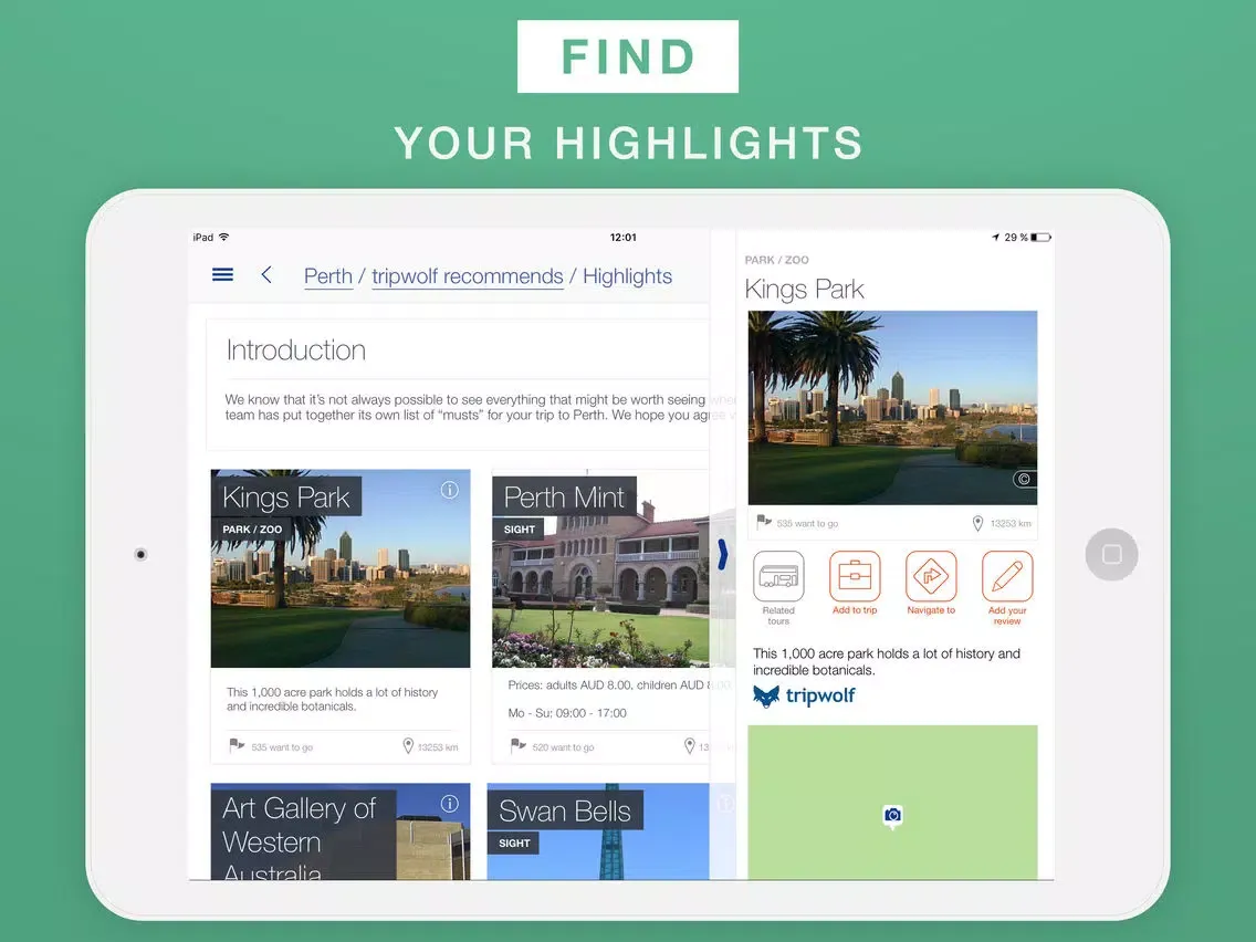Perth - Travel Guide & Offline Map iPad  Screenshots