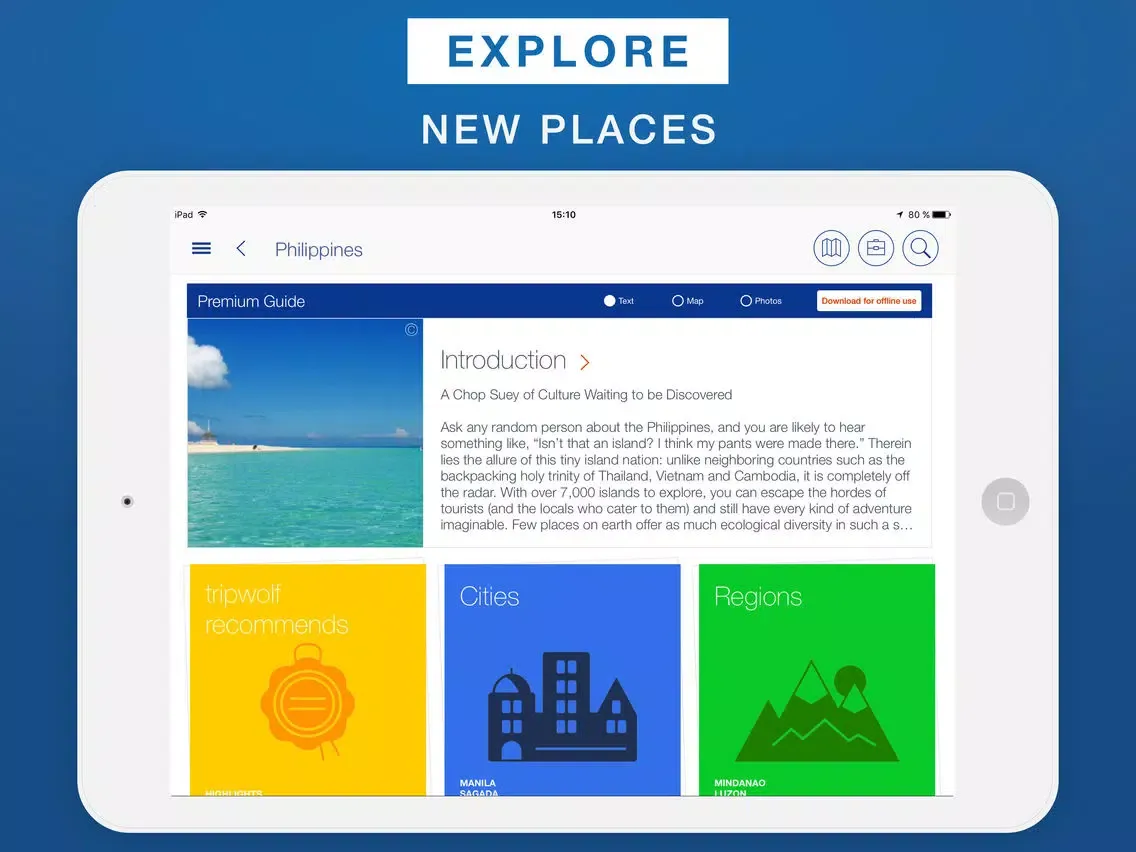تصاویر Philippines - Travel Guide & Offline Map iPad 