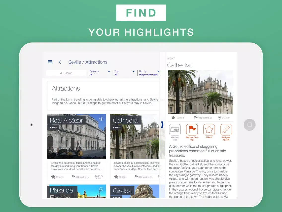 Seville - Travel Guide & Offline Map iPad  Screenshots
