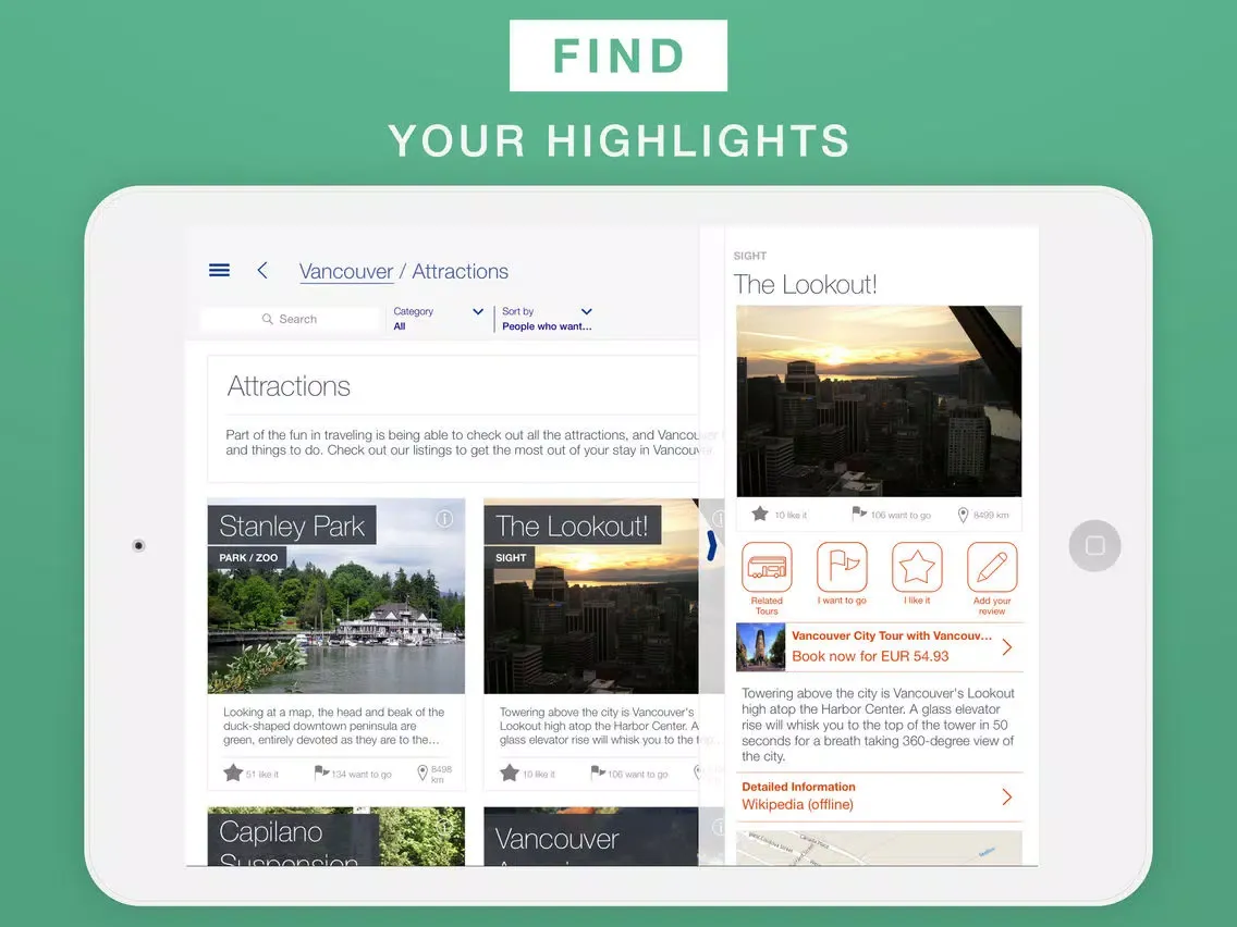 Vancouver - Travel Guide & Offline Map iPad  Screenshots
