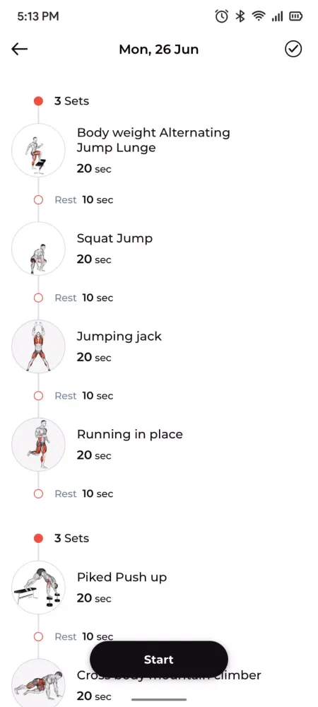 Screenshot di TriSet Fitness App
