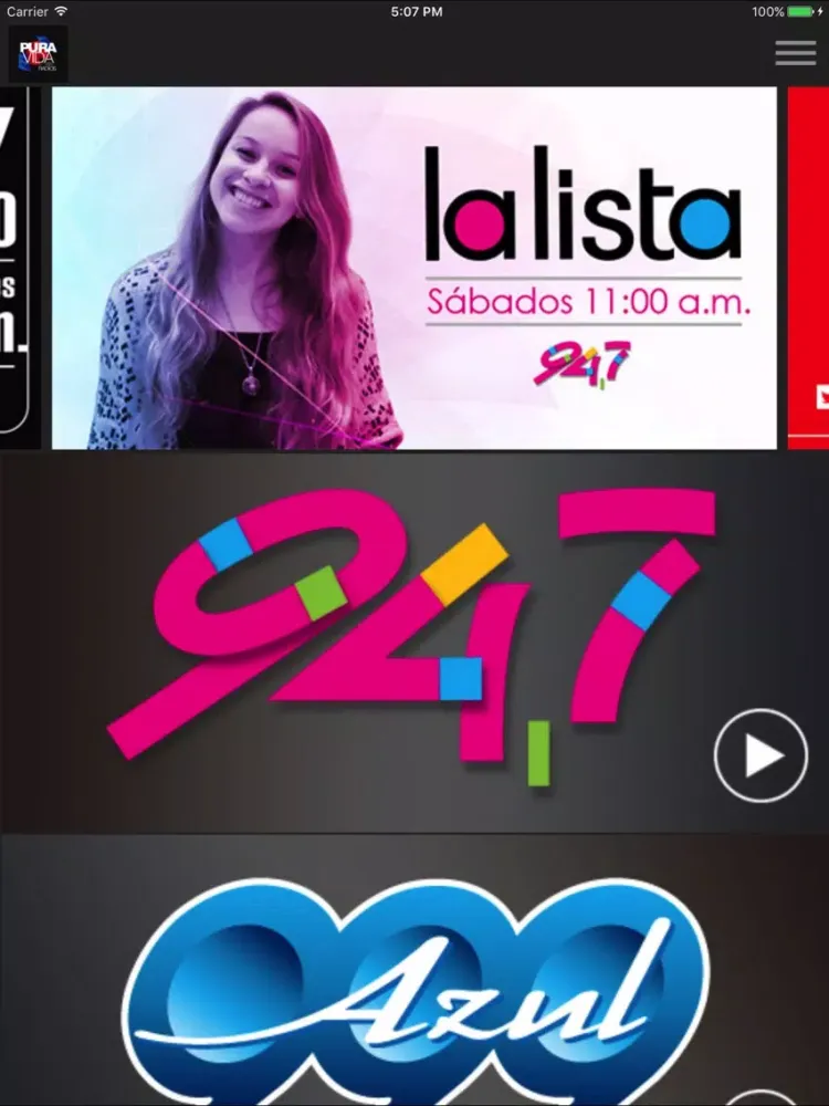 Capturas de pantalla de Pura Vida Radio iPad 
