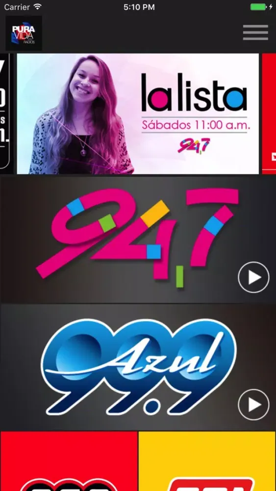 Capturas de pantalla de Pura Vida Radio