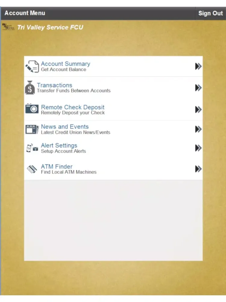 Screenshot di Tri Valley Service FCU iPad 