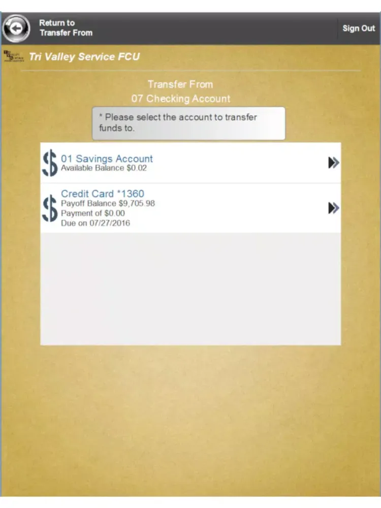 Screenshot di Tri Valley Service FCU iPad 