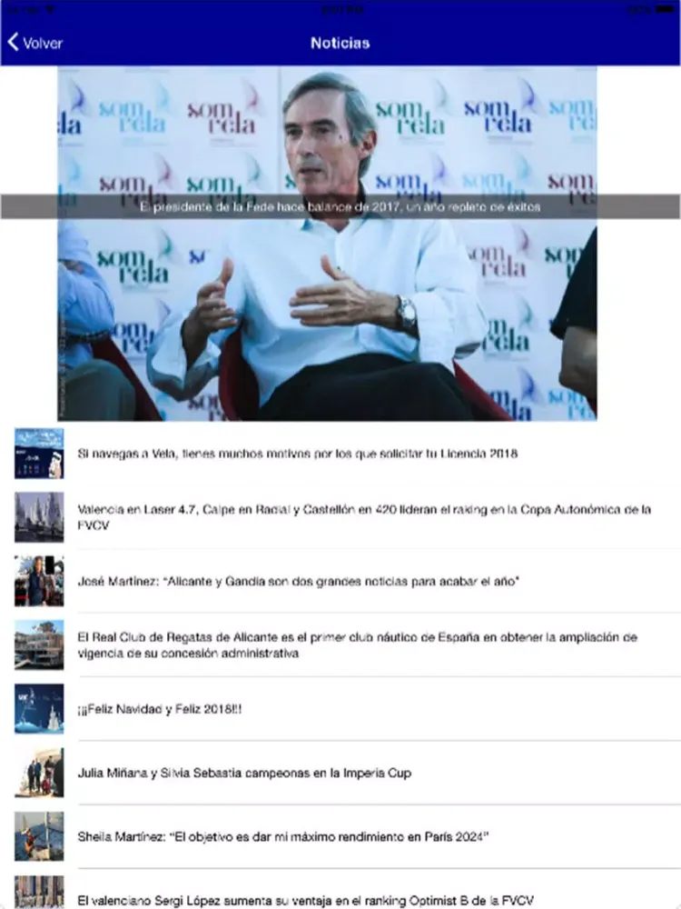 Tangkapan layar Som Vela - Federació Vela C.V. iPad 