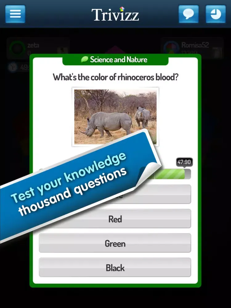 Trivizz - Trivial Quiz game for up to 6 players iPad 应用截图