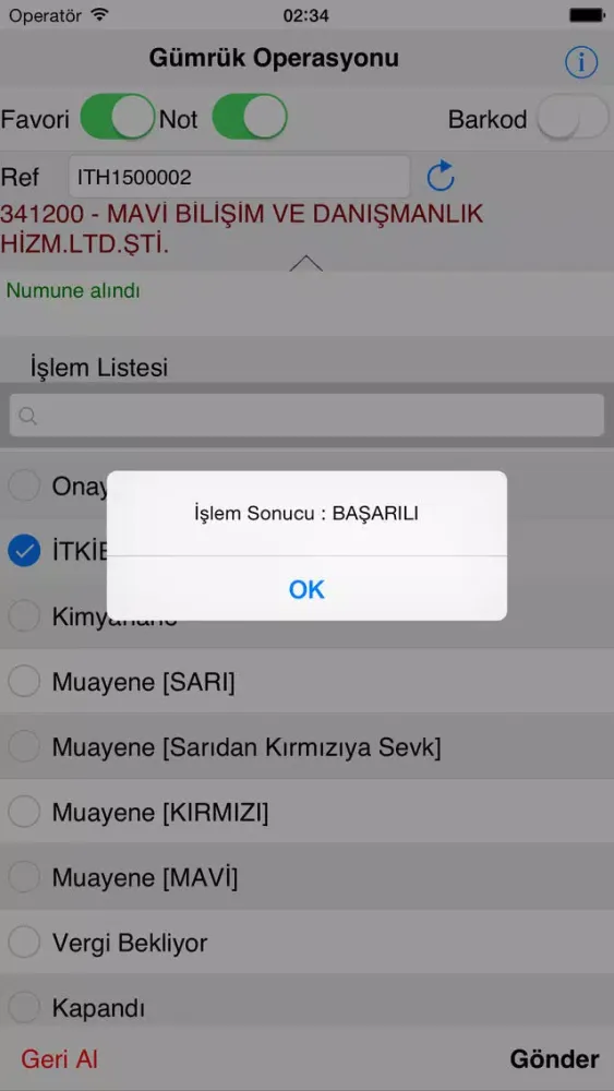 Zrzuty ekranu Mavi Gümrük Mobil Operasyon Takip