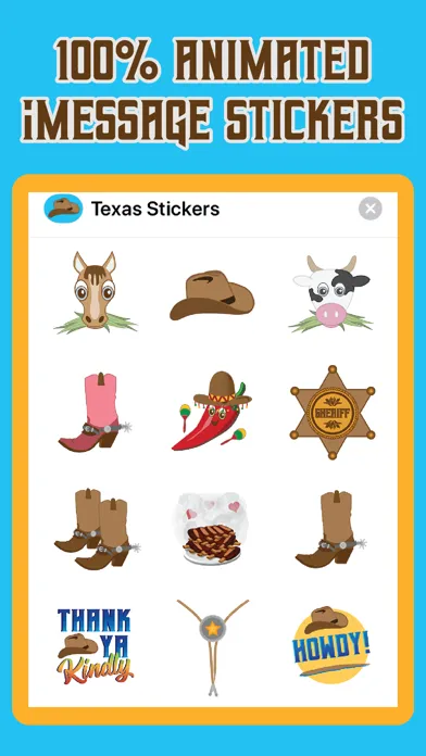 Capturas de tela do Funny Texas Animated Stickers