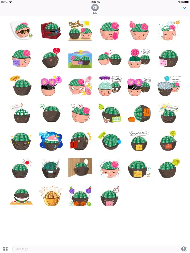 Cute Cactus Couple Emoji iPad  स्क्रीनशॉट