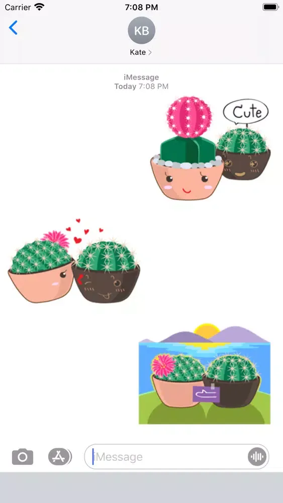 Cute Cactus Couple Emoji स्क्रीनशॉट