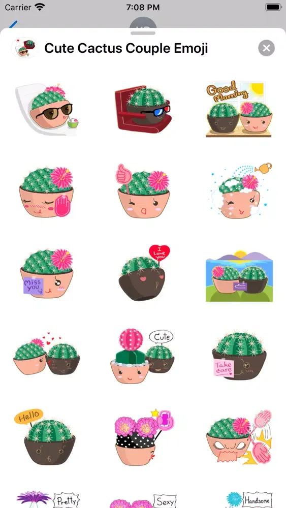 Cute Cactus Couple Emoji स्क्रीनशॉट