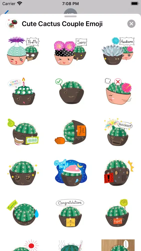 Cute Cactus Couple Emoji स्क्रीनशॉट